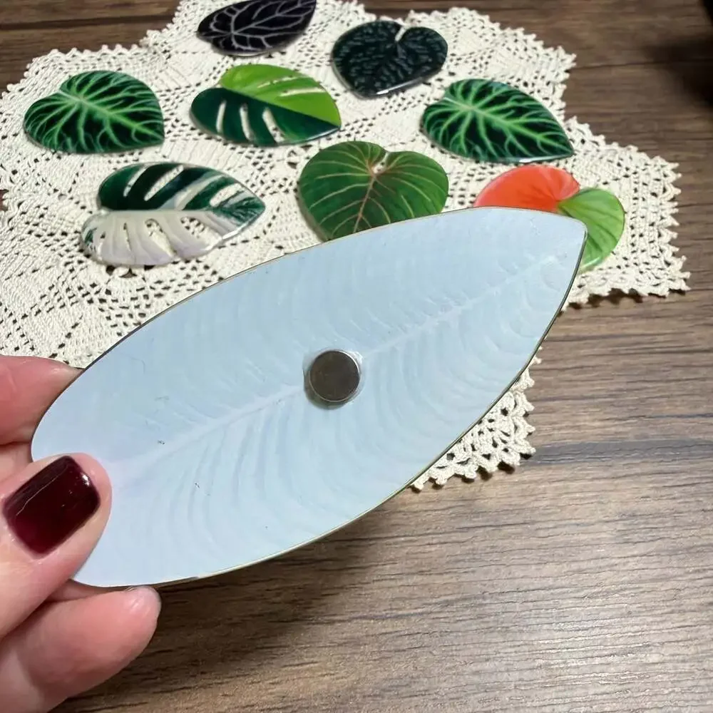 9pc Plant Leaf Shaped Fridge Magnets Decorative Refrigerator Magnets